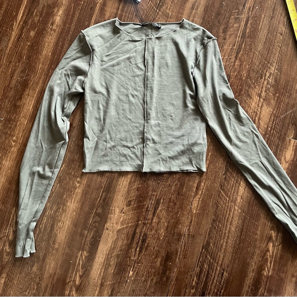 Zara Sage Green Long Sleeve Top M